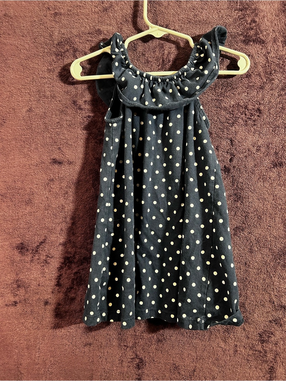 wonder nation Black Dress with Cream Polka Dots